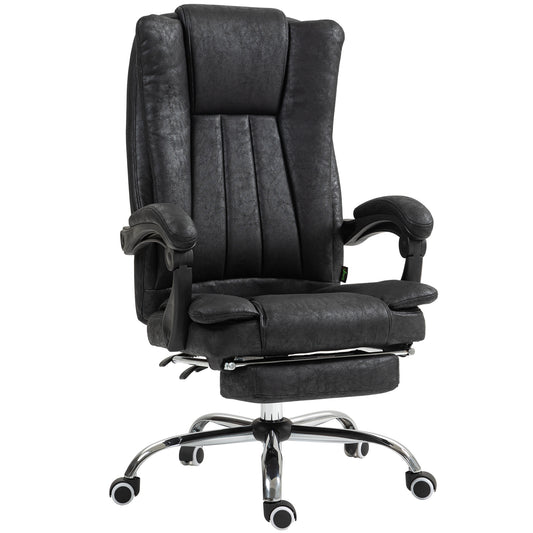 Photo of Vinsetto Home Office Chair Microfibre Desk Chair with Reclining Function Armrests Swivel Wheels Footrest Black in Black colour on a white background