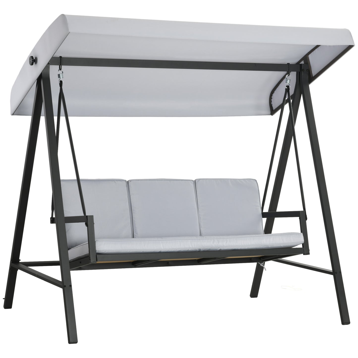 Photo of Outsunny Three-Seat Garden Swing Chair, with Adjustable Canopy - Grey in Grey colour on a white background