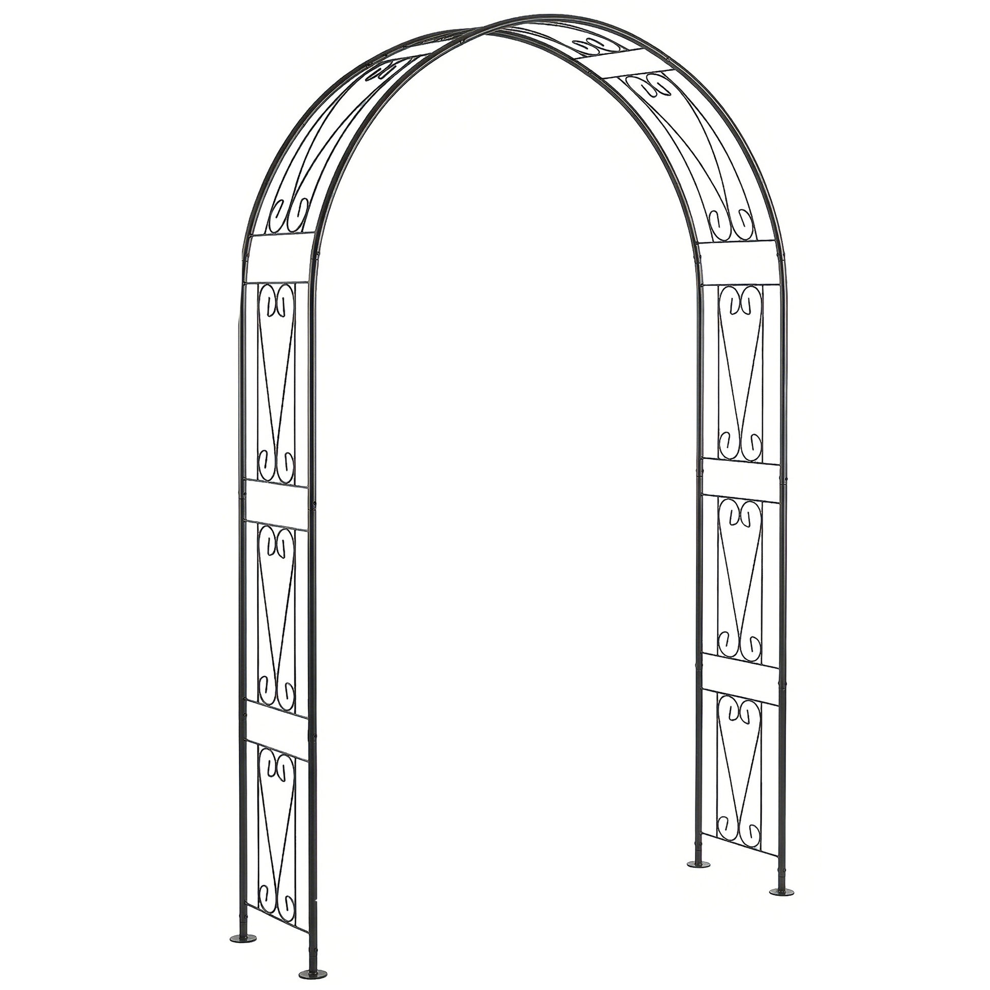 Photo of Outsunny Garden Arch, Arbour Trellis for Climbing Plants, Rose Arch for Wedding Garden Decoration, 155 x 40 x 246 cm, Black in Black colour on a white background
