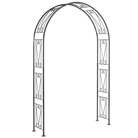 Photo of Outsunny Garden Arch, Arbour Trellis for Climbing Plants, Rose Arch for Wedding Garden Decoration, 155 x 40 x 246 cm, Black in Black colour on a white background
