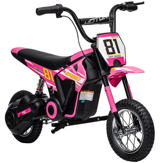 Photo of AIYAPLAY Kids Electric Motorbike, 24V Ride On Motorcycle with 3 Speeds and Rear Suspension, Dirt Bike for 8-12 Years Old, Pink in Pink colour on a white background