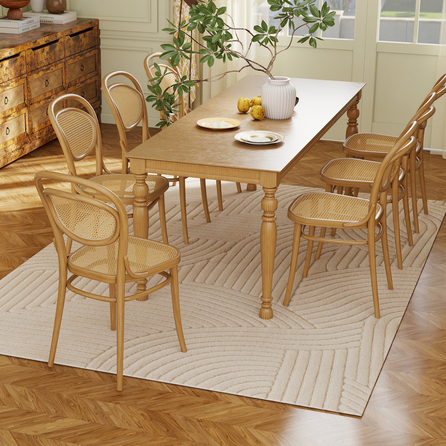 HOMCOM Modern Geometric Rug, Thick & Plush, Non-Slip, 230 x 160 cm, Cream, Living Room, Bedroom, Office