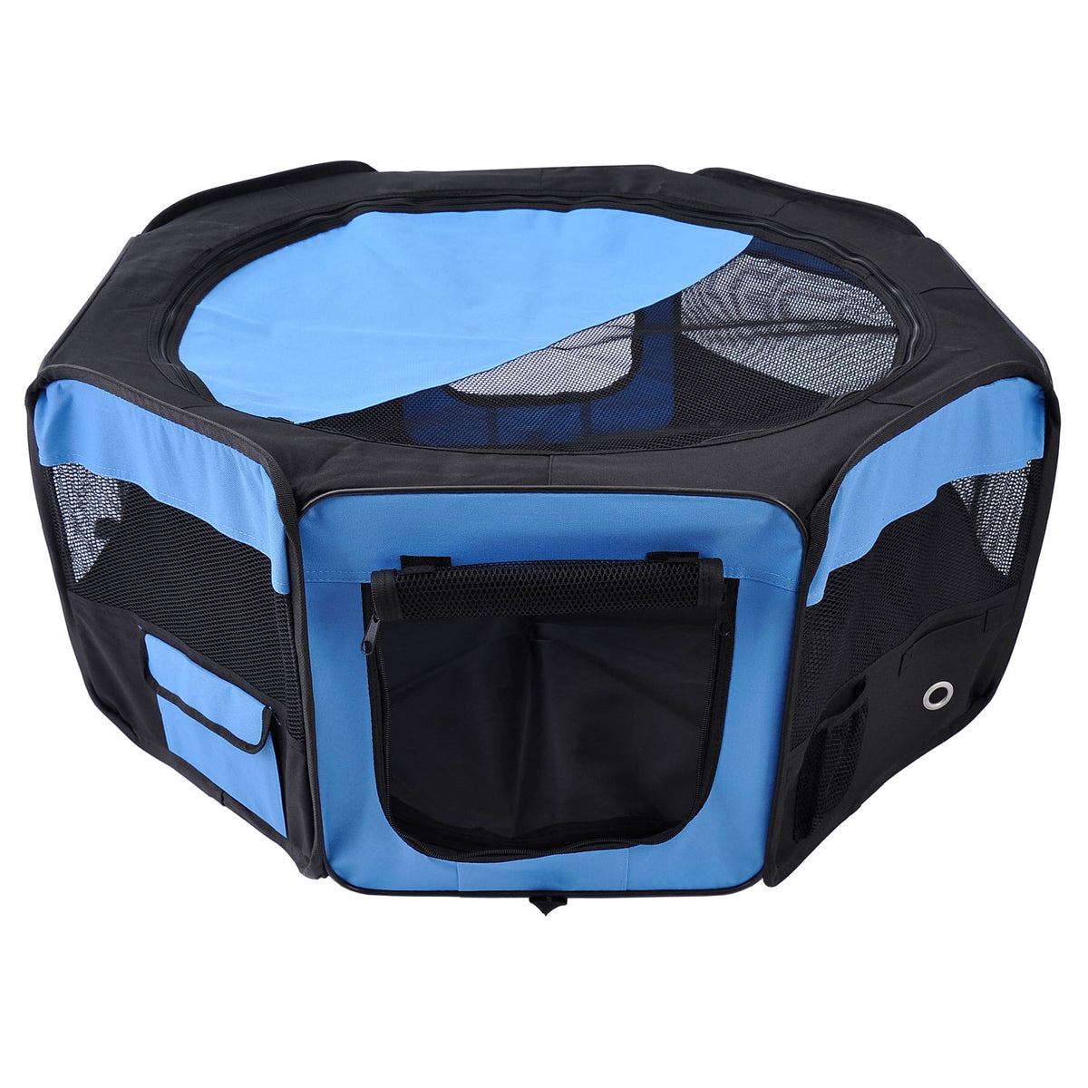 Photo of PawHut 600D Oxford Soft Fabric Kennel, Portable Lightweight Cat Dog Playpen, Foldable Pet Puppy Rabbit Guinea Pig Pen Run Dia 90 x 41H cm Indoor & Outdoor Blue in Blue colour on a white background