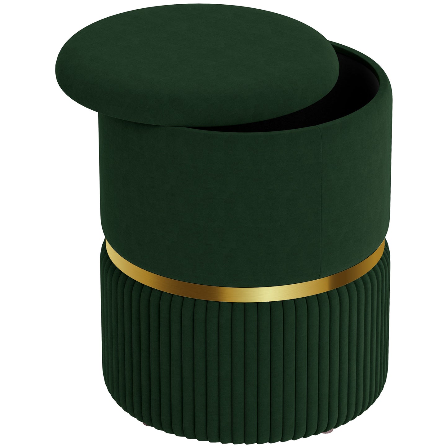 Photo of HOMCOM Velvet-Feel Storage Ottoman - Green in Green colour on a white background