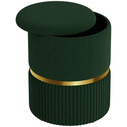 Photo of HOMCOM Velvet-Feel Storage Ottoman - Green in Green colour on a white background