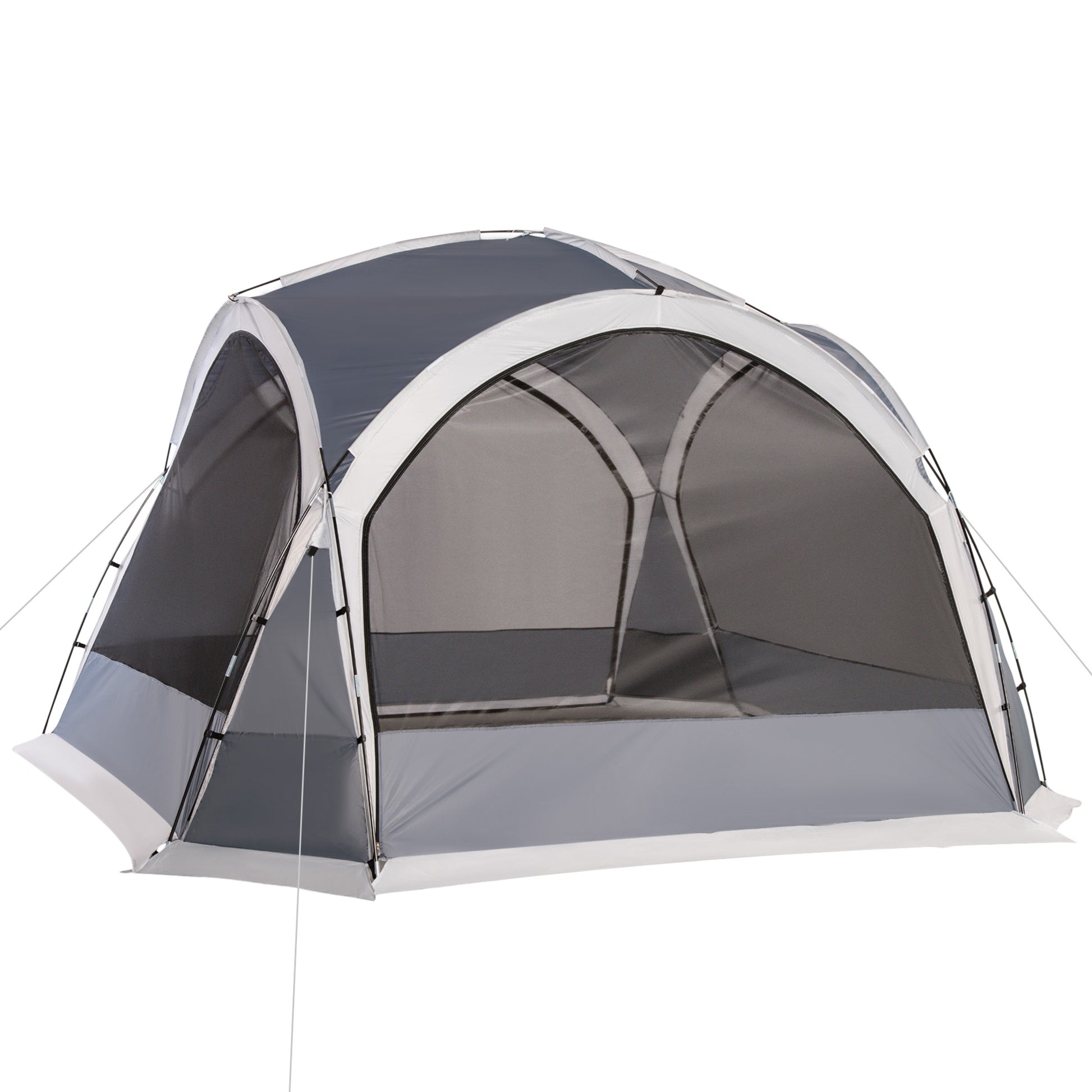 Photo of Outsunny Dome Tent for 6-8 Person, Camping Tent with 4 Zipped Mesh Doors, Removable Oxford Cloth, Lamp Hook, Portable Carry Bag, White and Grey in Grey colour on a white background