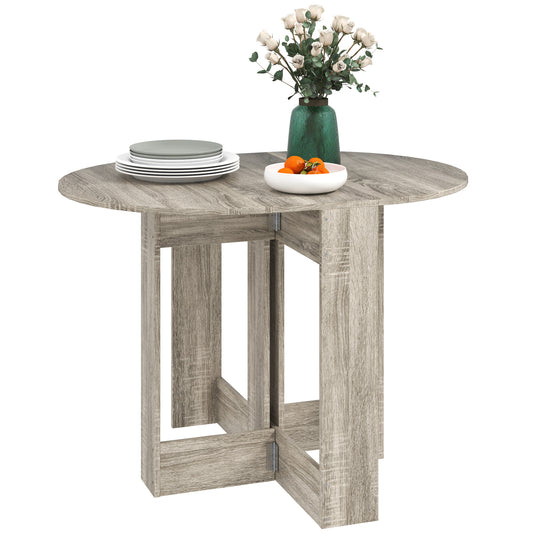 Photo of HOMCOM Space-saving Drop Leaf Table, Folding Dining Table for Small Space, Kitchen, Dining Room, Grey in Grey colour on a white background