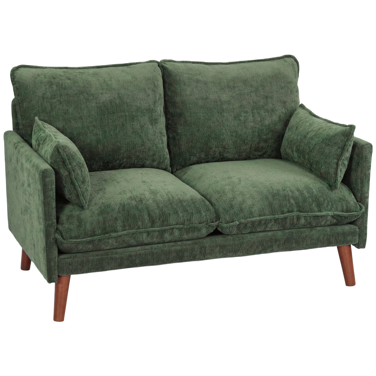 Photo of HOMCOM 2 Seater Sofa, Loveseat Sofa with Spring Cushions, Wide and Deep Seat, Wood Legs, Green in Green colour on a white background