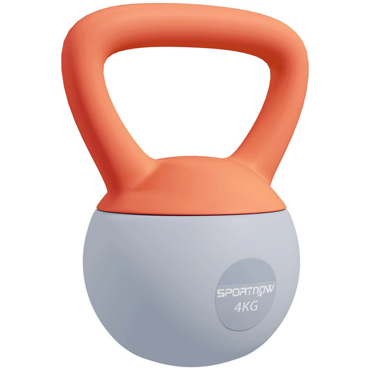 Photo of SPORTNOW 4KG Soft Kettlebell, Kettlebell with Non-Slip Handle for Home Gym, Weight Lifting, Strength Training, Orange/Grey in Orange/Grey colour on a white background