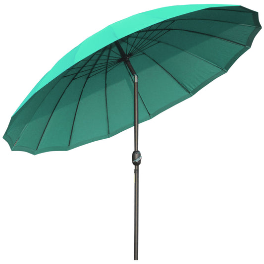 Photo of Outsunny 2.5m Shanghai Garden Parasol Umbrella with Crank & Tilt, Adjustable Outdoor Sun Shade, Green in Green colour on a white background