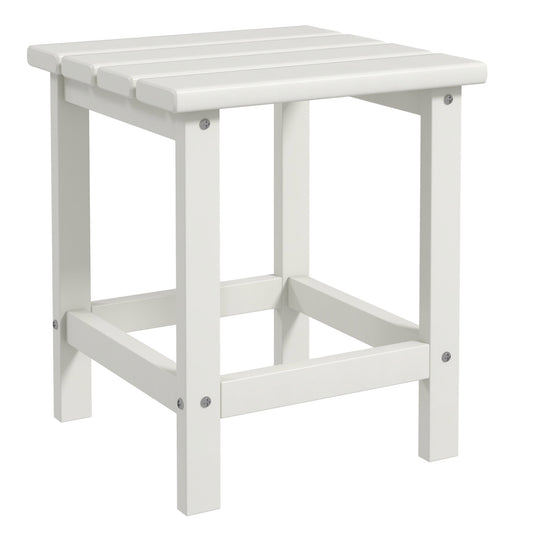 Photo of Outsunny Square Coffee Table, HDPE Tabletop and Frame for Porch, Garden, Side Table, 38 x 38 x 46 cm, White in White colour on a white background