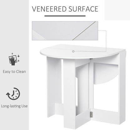 HOMCOM white drop-leaf table with a close-up of its veneered surface