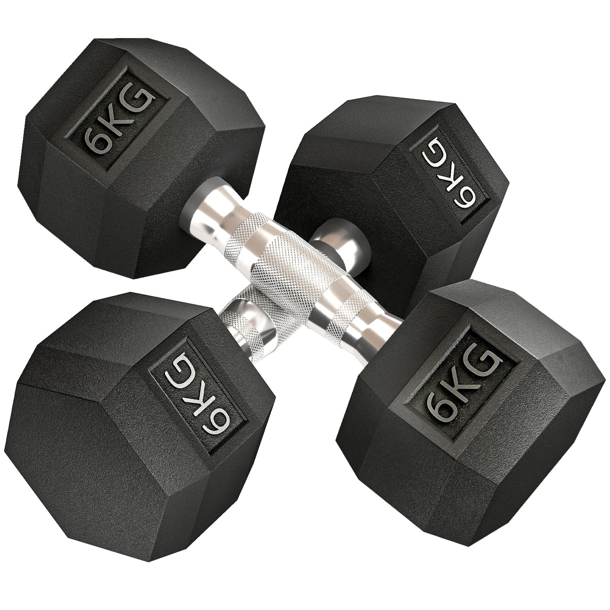 Photo of HOMCOM 2x6kg Hex Dumbbells Set Rubber Dumbbells Weight Lifting Equipment Fitness Home Gym in Gym colour on a white background