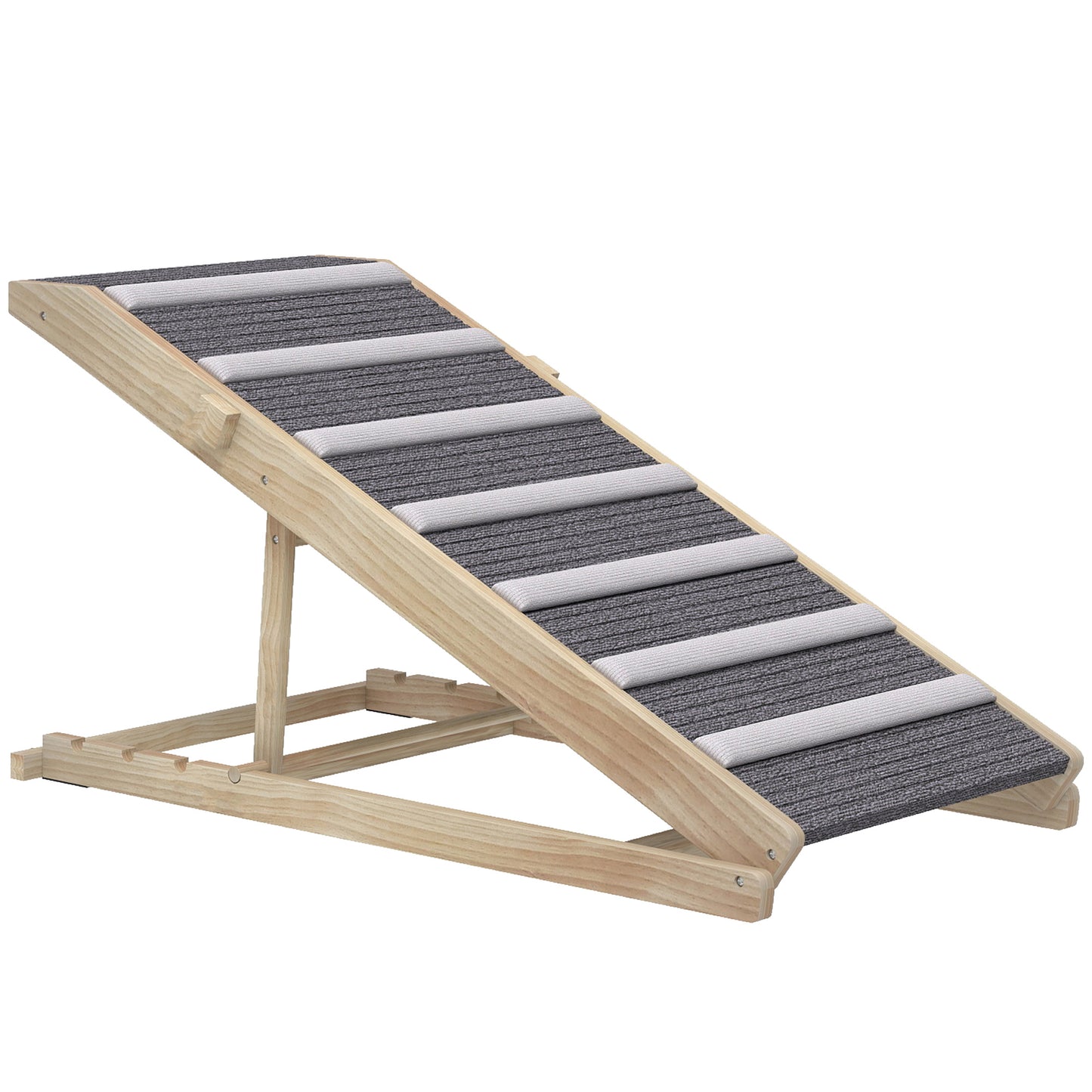 Photo of PawHut Dog Ramp for Couch, Adjustable Folding Pet Ramp, 4 Adjustable Height Dog Climbing Ladder, 35/43/47/50 cm Height in Height colour on a white background