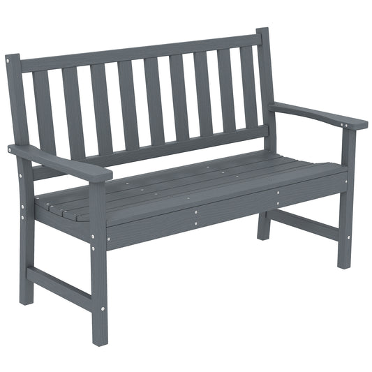 Photo of Outsunny 2 Seater Plastic Garden Bench, Outdoor Patio Bench with Armrest and Backrest, Weatherproof Outdoor Furniture for Balcony in Balcony colour on a white background