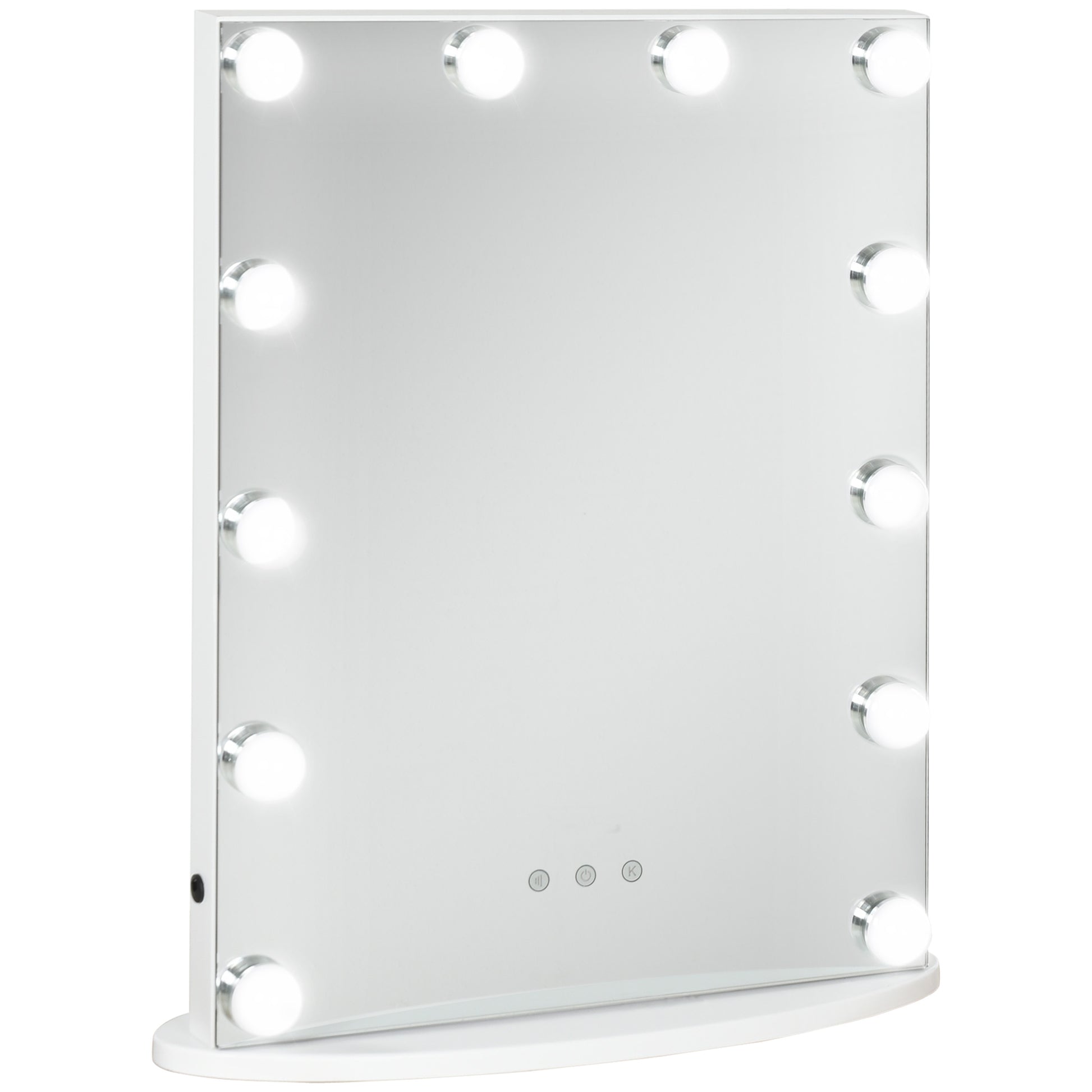 Photo of HOMCOM Hollywood Mirror with Lights for Makeup Dressing Table, Lighted Vanity Mirror with 12 Dimmable LED Bulbs and USB Plug in Power Supply, White in White colour on a white background
