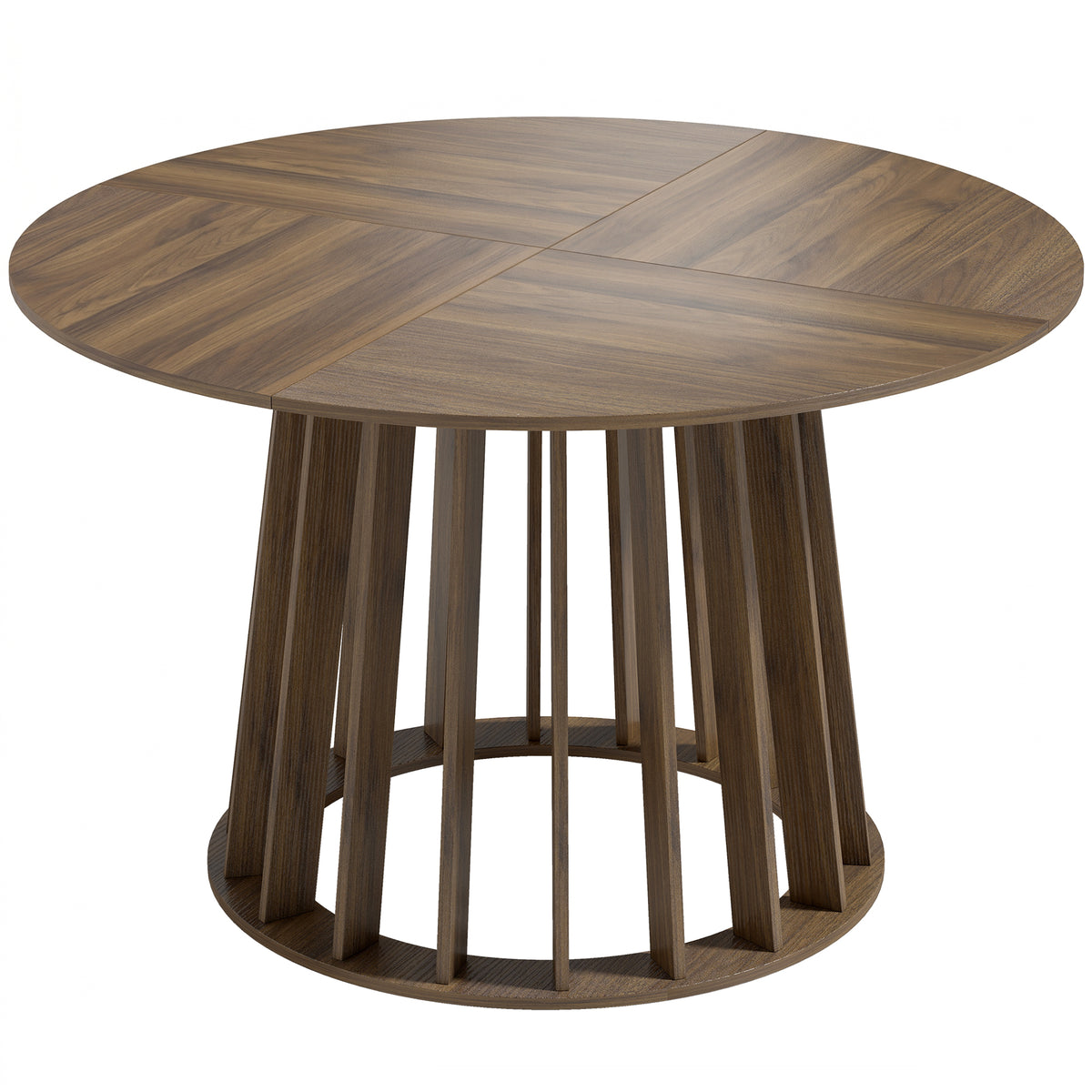 Photo of HOMCOM Dining Table for 4-6 People Modern Kitchen Table with Slatted Base 120 cm Round Light Walnut in Walnut colour on a white background