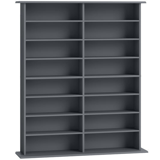 Photo of HOMCOM 16-Compartment Media Shelf - Grey in Grey colour on a white background