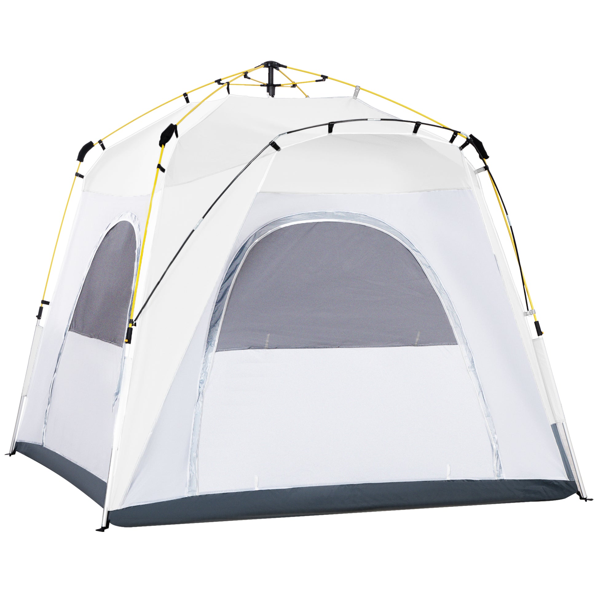 Photo of Outsunny 3 Person Automatic Camping Tent, Outdoor Pop Up Tent, Portable Backpacking Dome Shelter, Light Grey in Grey colour on a white background