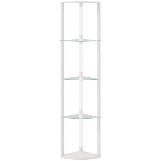 Photo of HOMCOM LED Floor Lamp with Shelves, Dimmable Standing Lamp with Foot Switch for Living Room, Bedroom, White in White colour on a white background
