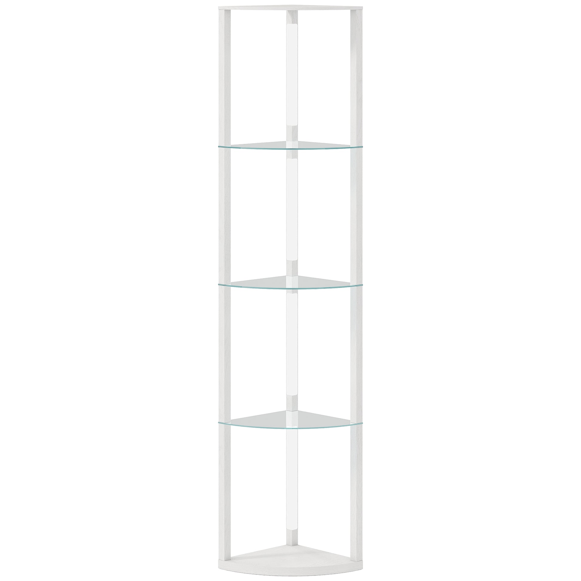 Photo of HOMCOM LED Floor Lamp with Shelves, Dimmable Standing Lamp with Foot Switch for Living Room, Bedroom, White in White colour on a white background