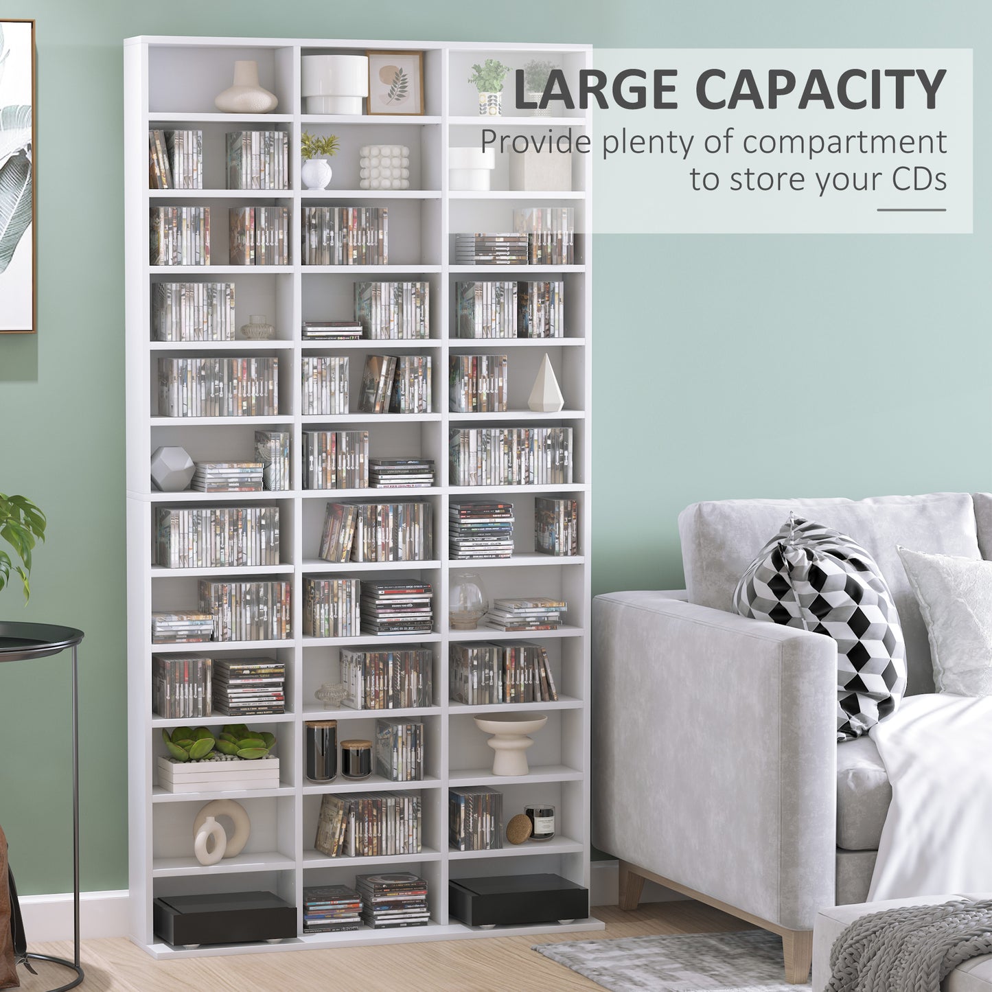HOMCOM 33 Adjustable Compartment Storage Unit - White