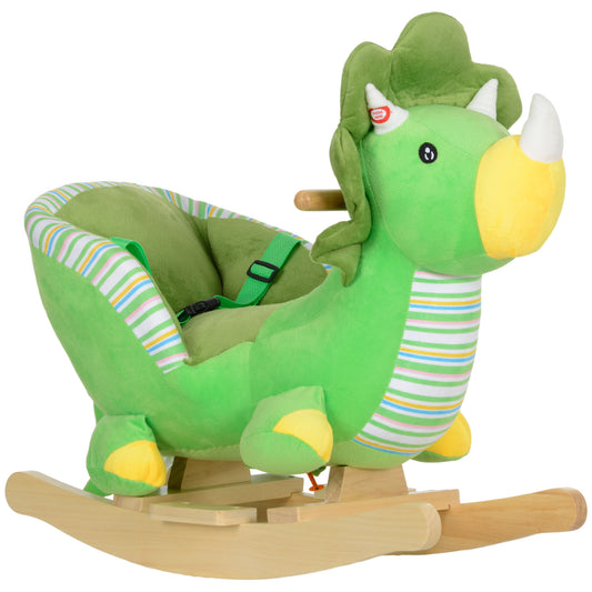 Photo of AIYAPLAY Baby Rocking Dinosaur with Animal Sounds, Safety Belt, Wooden Base, for Toddlers 18-36 Months, Green in Green colour on a white background