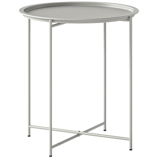 Photo of Outsunny Steel Removable Tray Top Garden Table - White in White colour on a white background