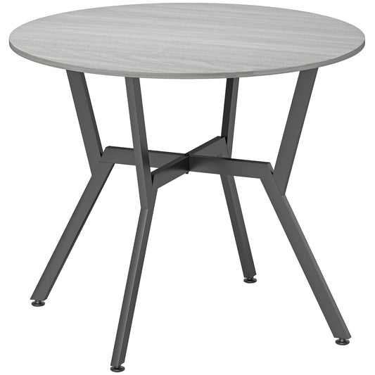 Photo of HOMCOM Dining Table, Round Kitchen Table with Black Legs, Anti-slip Foot Pads for Living Room, Dining Room 90 x 76 cm, Grey in Grey colour on a white background
