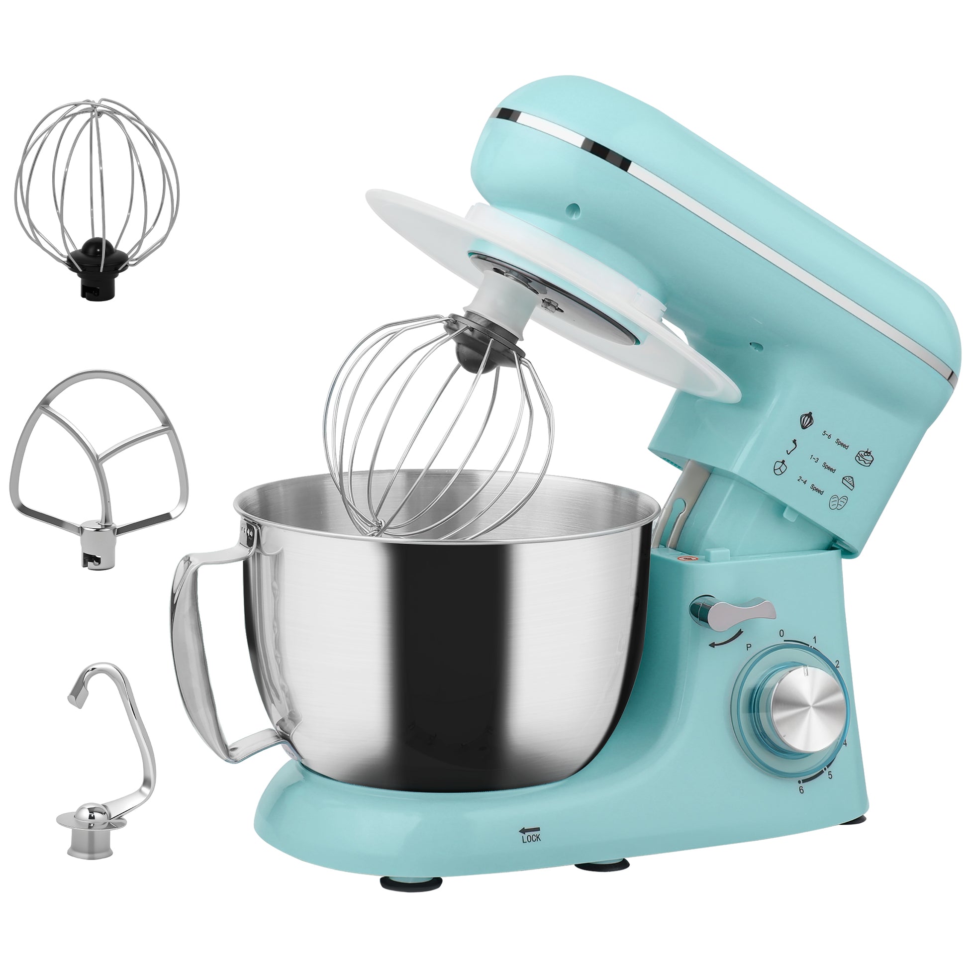 Photo of HOMCOM 1300W Kitchen Stand Mixer, with Accessories - Blue in Blue colour on a white background