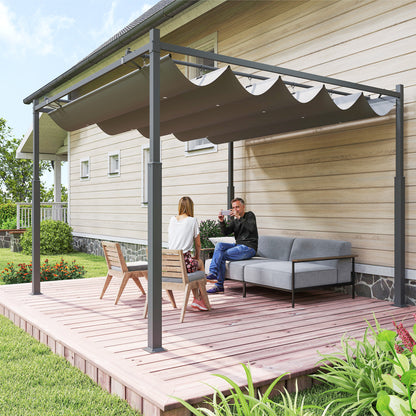 Outsunny gray canopy pergola installed over a patio seating area