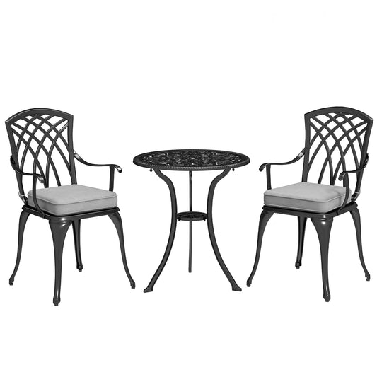 Photo of Outsunny Three-Piece Cast Aluminium Bistro Set - Black in Black colour on a white background