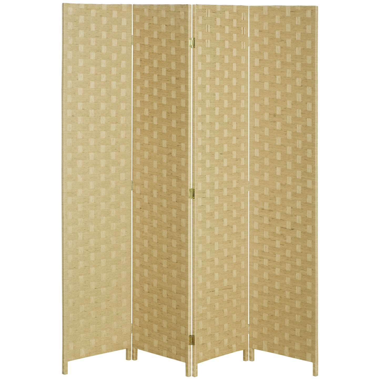 Photo of HOMCOM 4-Panel Room Dividers, Wave Fibre Freestanding Folding Privacy Screen Panels, Partition Wall Divider for Indoor Bedroom Office, 170 cm, Brown in Brown colour on a white background