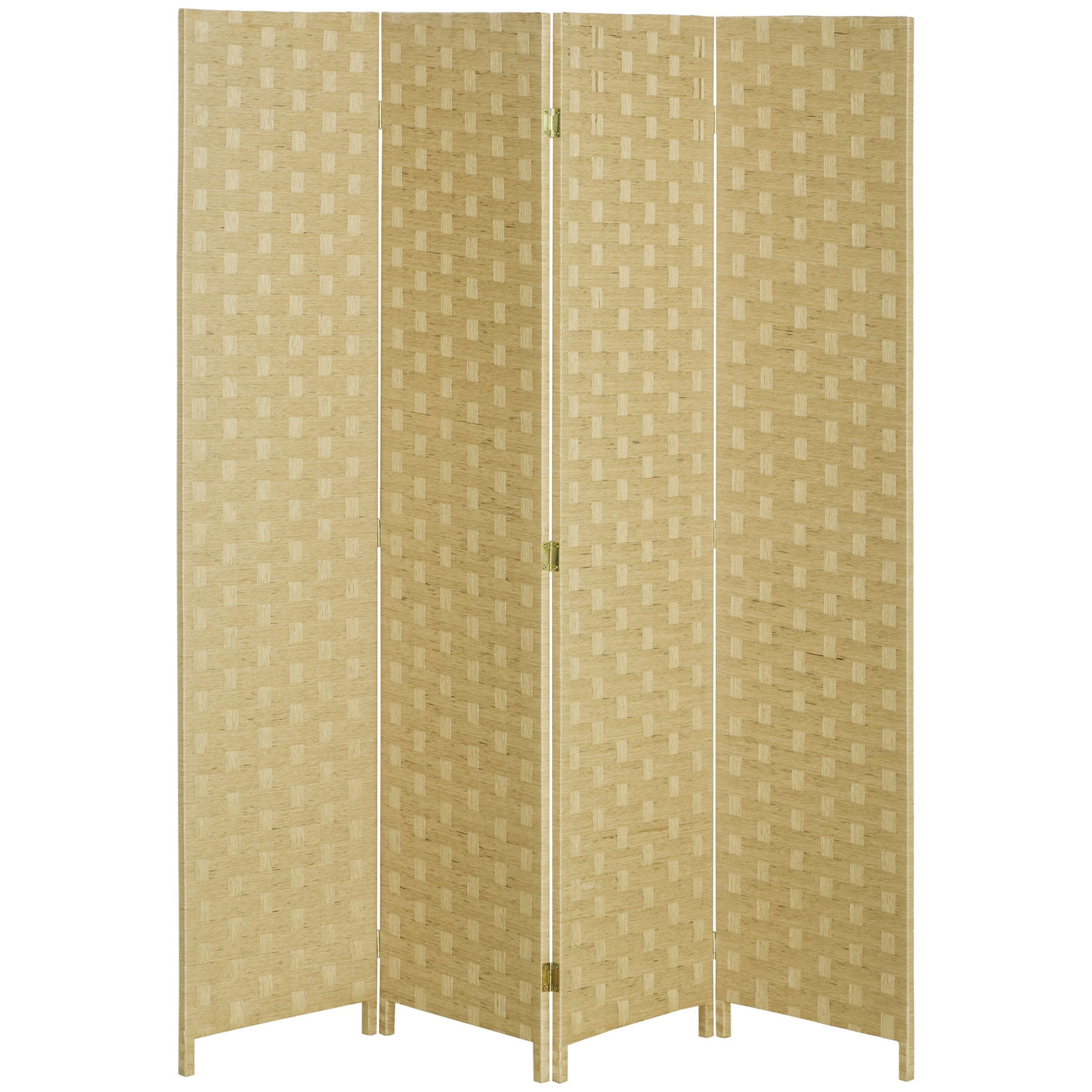 Photo of HOMCOM 4-Panel Room Dividers, Wave Fibre Freestanding Folding Privacy Screen Panels, Partition Wall Divider for Indoor Bedroom Office, 170 cm, Brown in Brown colour on a white background