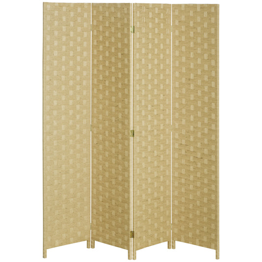 Photo of HOMCOM 4-Panel Room Dividers, Wave Fibre Freestanding Folding Privacy Screen Panels, Partition Wall Divider for Indoor Bedroom Office, 170 cm, Brown in Brown colour on a white background