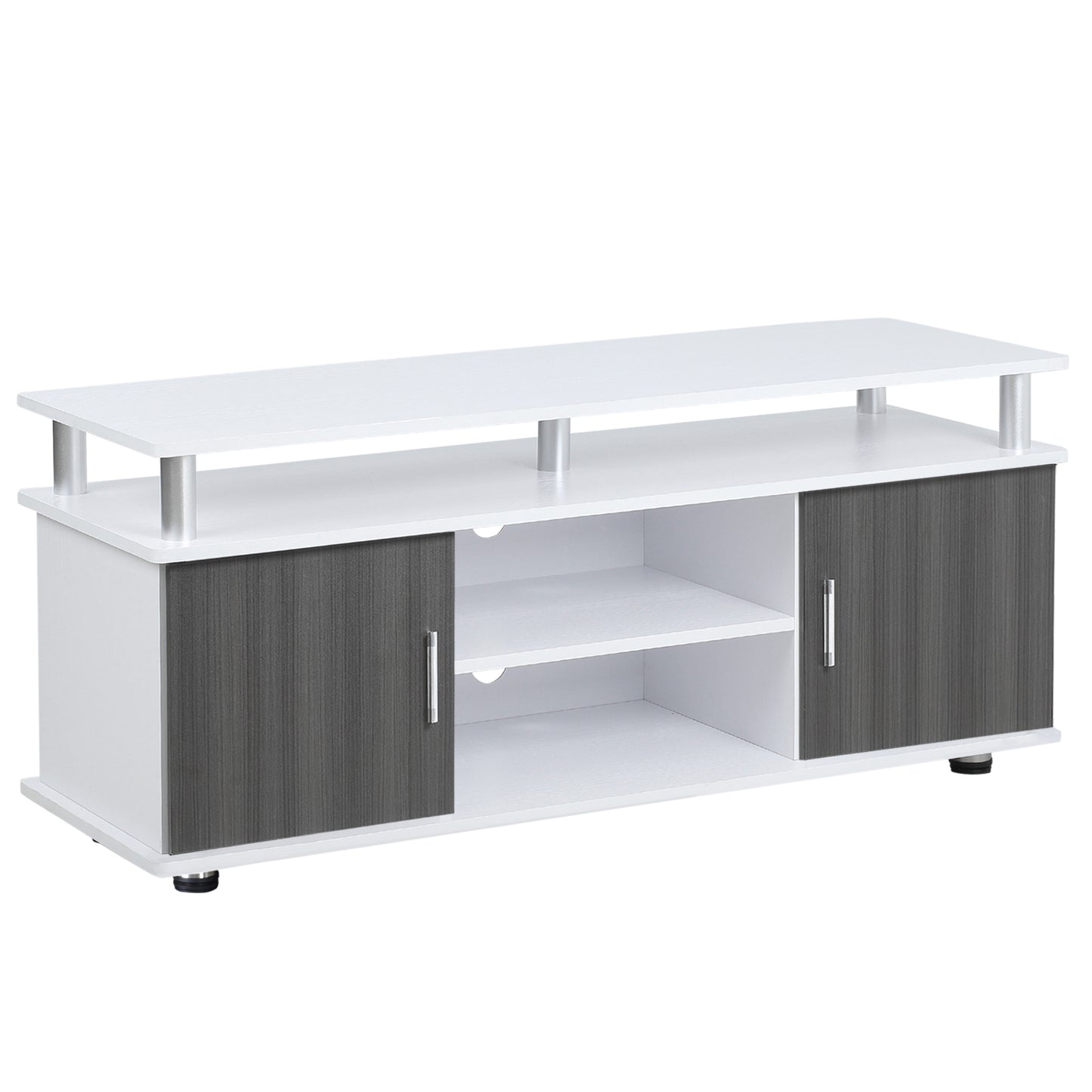 Photo of HOMCOM TV Cabinet Unit for TVs up to 50'' with Storage Shelf and Cupboards, Living Room Entertainment Center Media Console, Grey and White in White colour on a white background