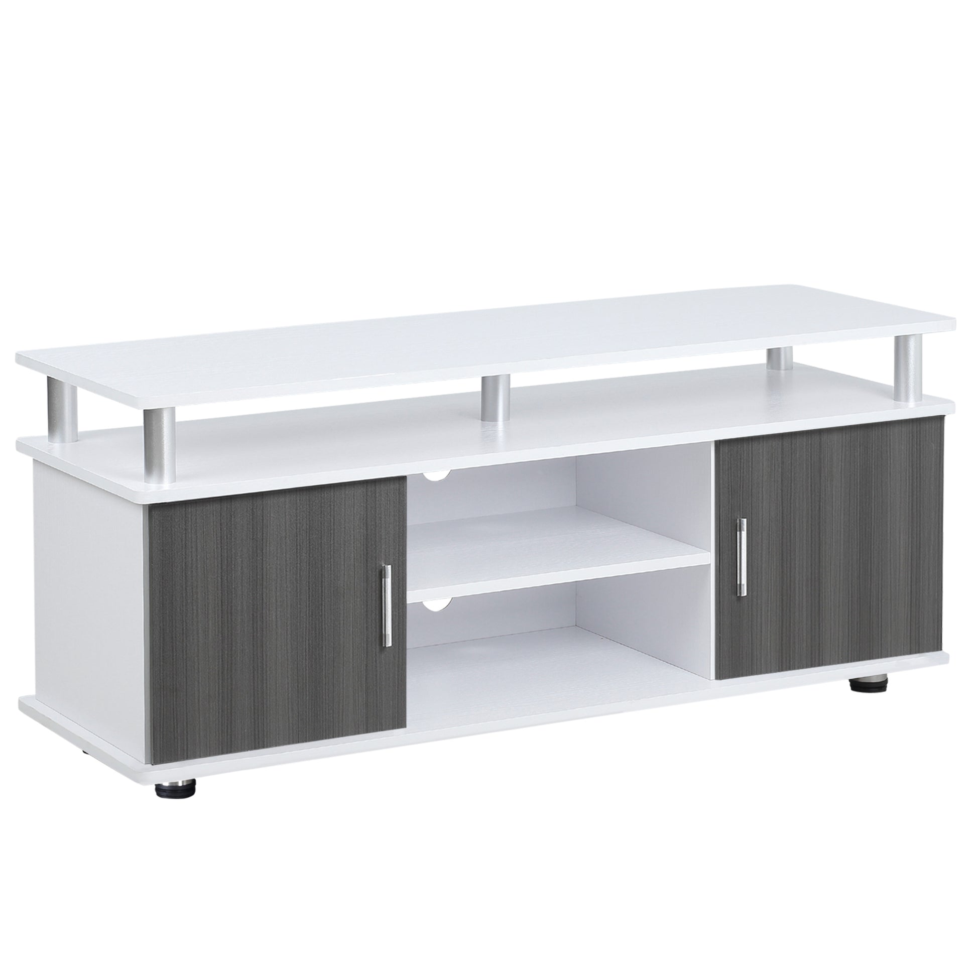 Photo of HOMCOM TV Cabinet Unit for TVs up to 50'' with Storage Shelf and Cupboards, Living Room Entertainment Center Media Console, Grey and White in White colour on a white background