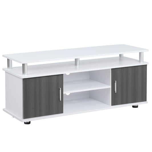 Photo of HOMCOM TV Cabinet Unit for TVs up to 50'' with Storage Shelf and Cupboards, Living Room Entertainment Center Media Console, Grey and White in White colour on a white background
