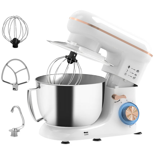 Photo of HOMCOM 1300W Kitchen Stand Mixer, with Accessories - White in White colour on a white background