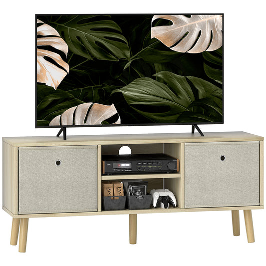 Photo of HOMCOM TV Cabinet Stand Unit for TVs up to 50'' with Foldable Drawers, Entertainment Centre for Living Room Natural in Natural colour on a white background