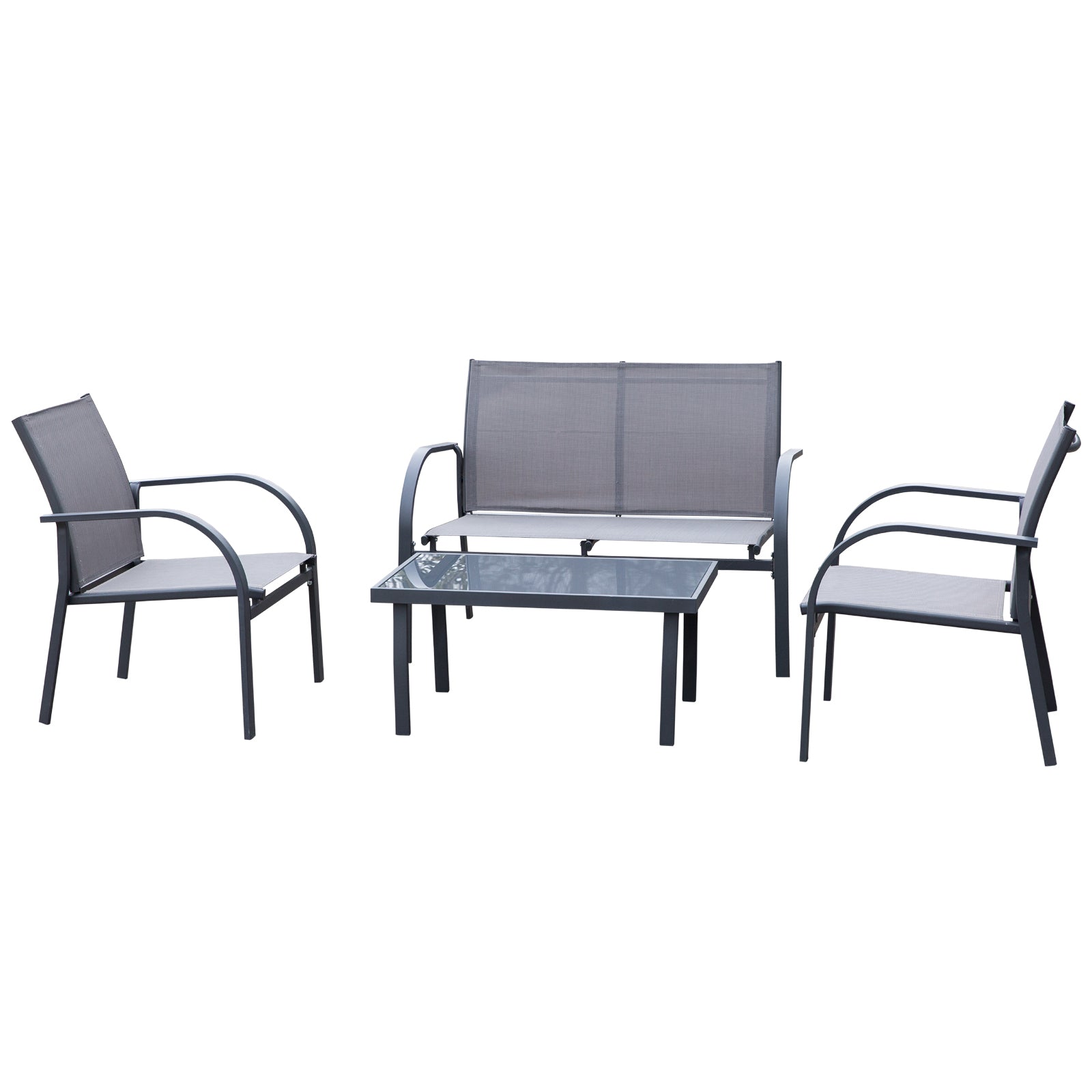 Photo of Outsunny Four-Piece Minimal Garden Patio Set - Grey in Grey colour on a white background