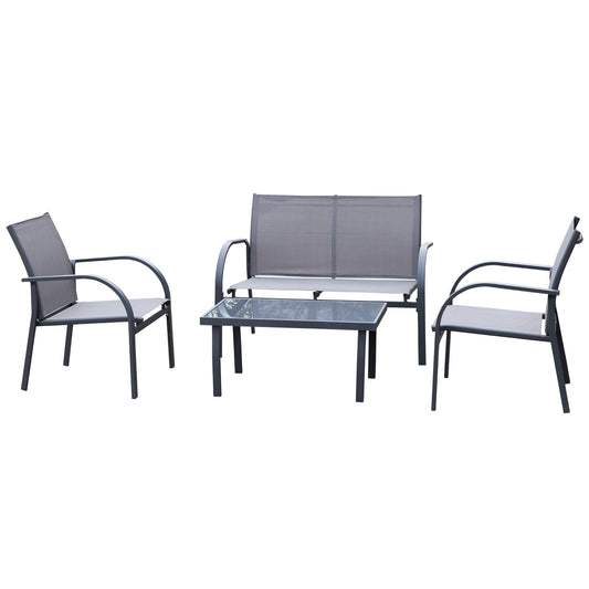 Photo of Outsunny Four-Piece Minimal Garden Patio Set - Grey in Grey colour on a white background