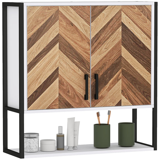 Photo of HOMCOM Bathroom Cabinet Wall Mounted, Bathroom Wall Cabinet Medicine Cabinet with 2 Doors, Adjustable Shelf, Walnut in Walnut colour on a white background