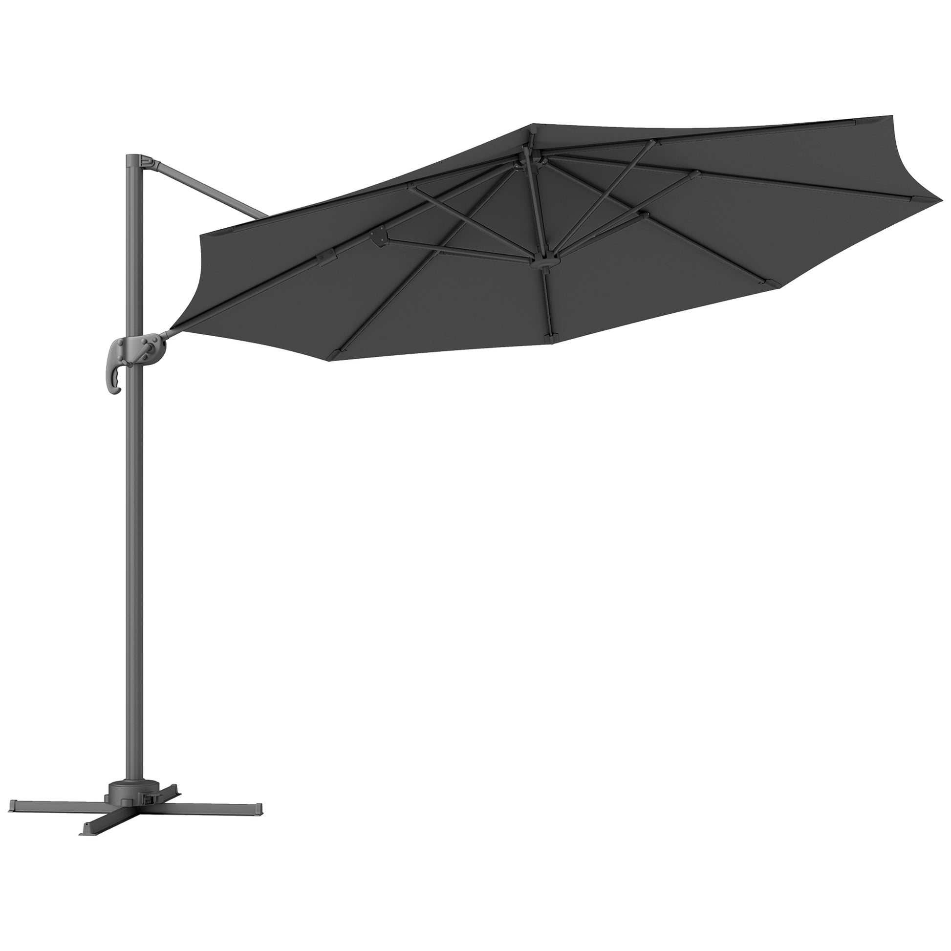 Photo of Outsunny 3 x 3m Overhanging Cantilever Parasol - Black in Black colour on a white background