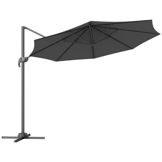 Photo of Outsunny 3 x 3m Overhanging Cantilever Parasol - Black in Black colour on a white background