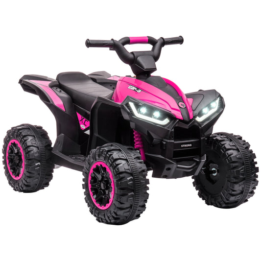 Photo of HOMCOM 12V Ride-On Quad Bike w/ Music, Horn, for Ages 3-5 Years - Pink in Pink colour on a white background