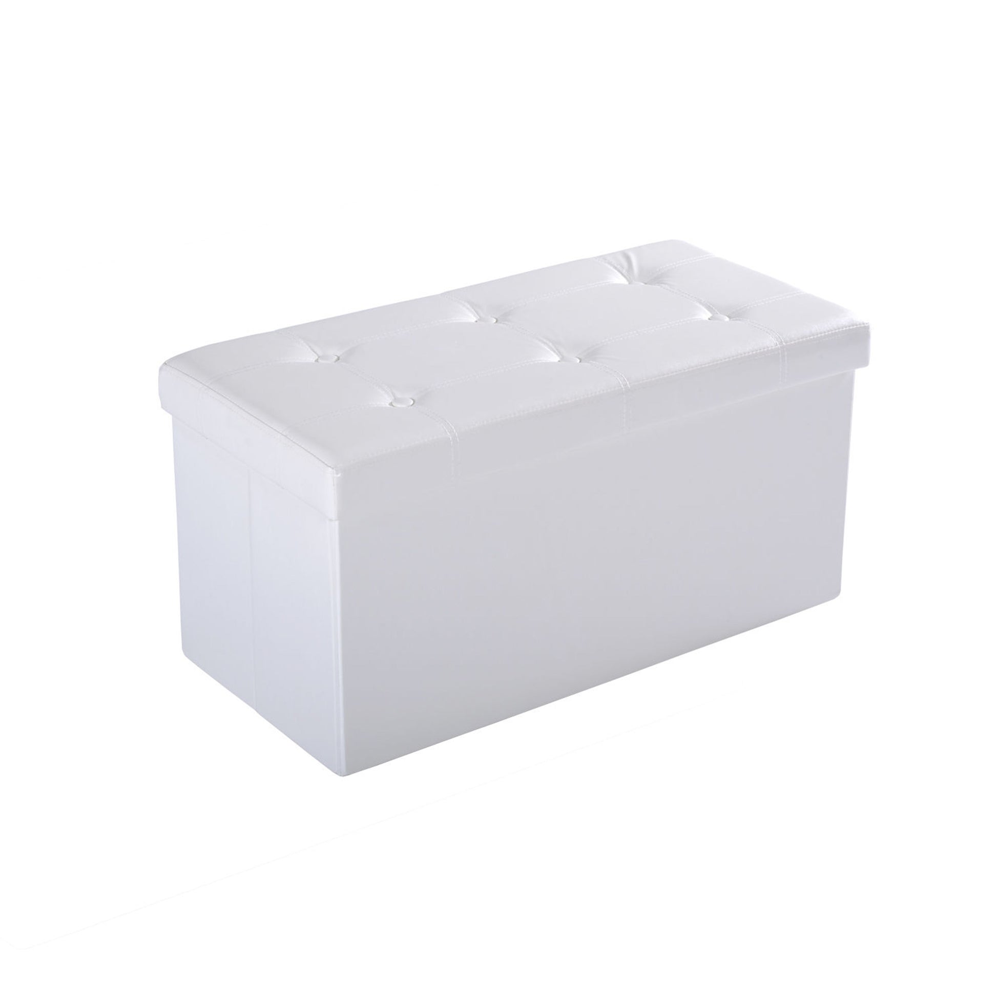 Photo of HOMCOM Folding Faux Leather Storage Cube Ottoman Bench Seat PU Rectangular Footrest Stool Box (Cream White) in White) colour on a white background