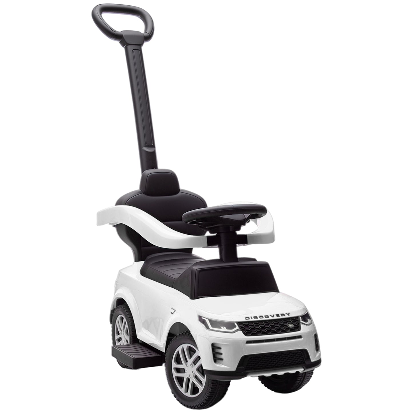 Photo of AIYAPLAY Land Rover Discovery Licensed Baby Push Car, 2-in-1 Ride on Car with Push Handle and Safety Guardrail, White in White colour on a white background