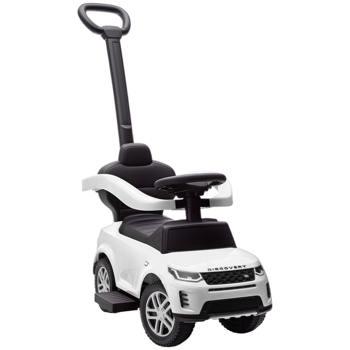 Photo of AIYAPLAY Land Rover Discovery Licensed Baby Push Car, 2-in-1 Ride on Car with Push Handle and Safety Guardrail, White in White colour on a white background