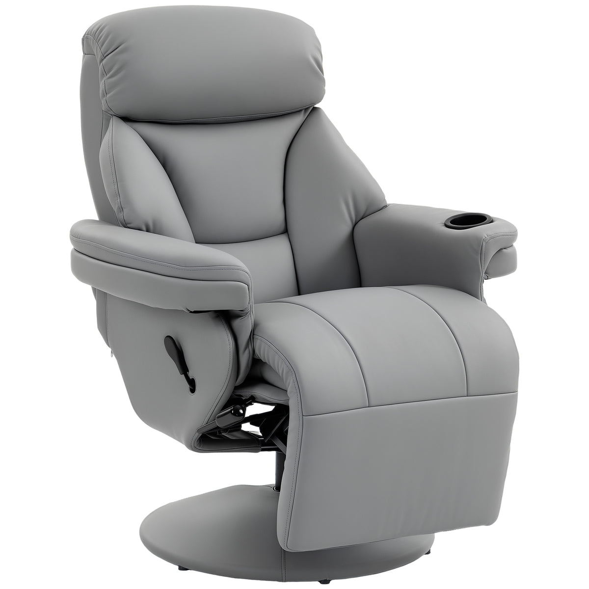 Photo of HOMCOM Upholstered Reclining Armchair, Manual Recliner Chair with Footrest and Adjustable Backrest, Grey in Grey colour on a white background